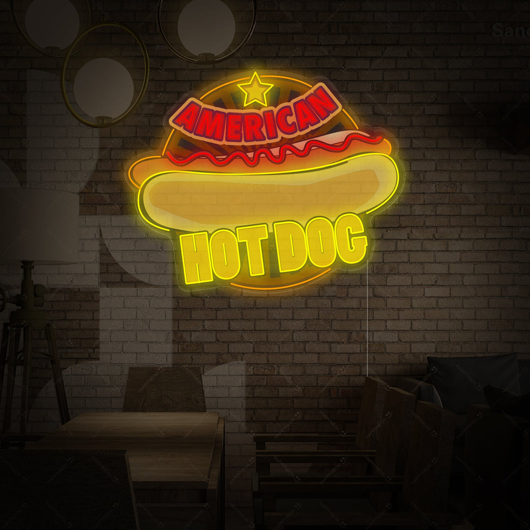 "American Hot Dog" Neonkyltti