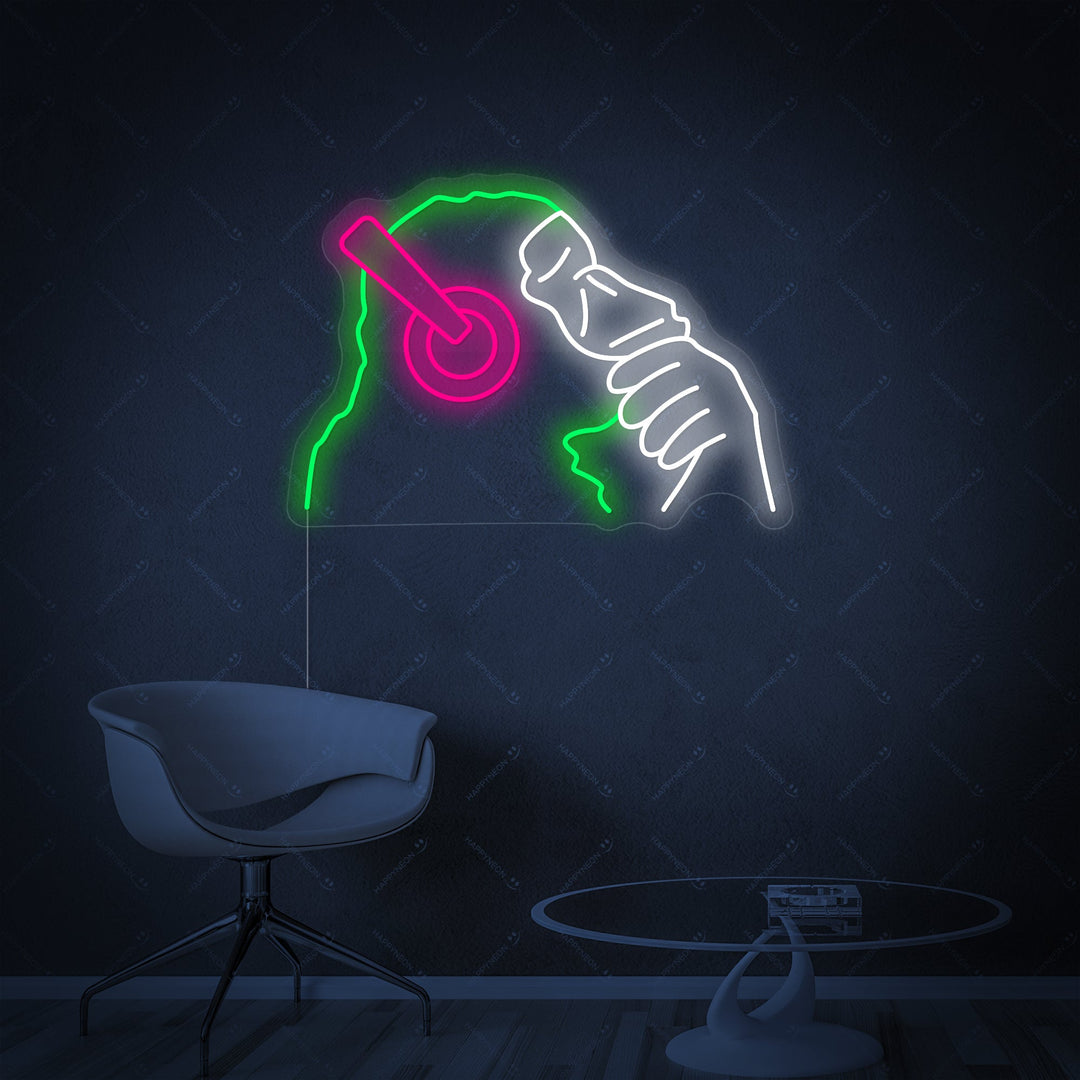 "Banksy Dj Monkey" Neonkyltti