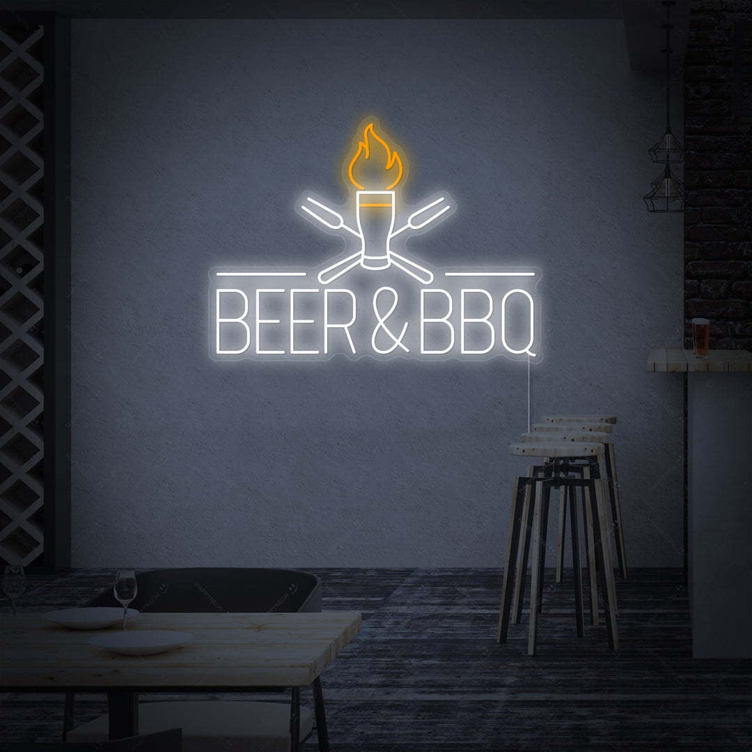 "Beer And BBQ" Neonkyltti