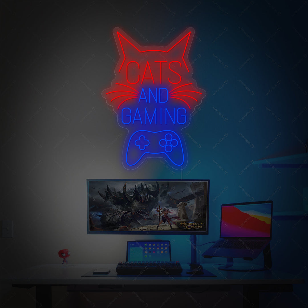 "Cats And Gaming" Neonkyltti