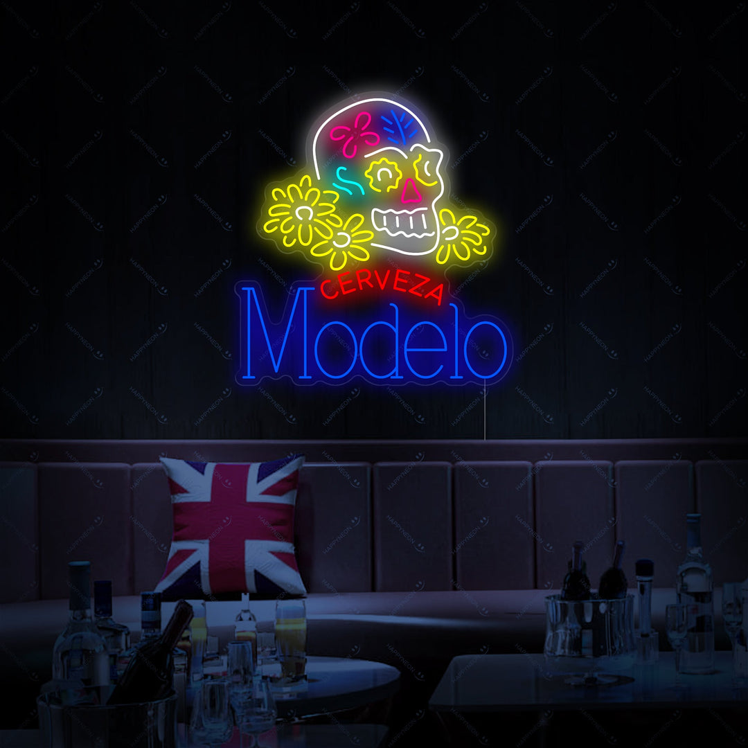 "Cerveza Modelon kallo" Neonkyltti