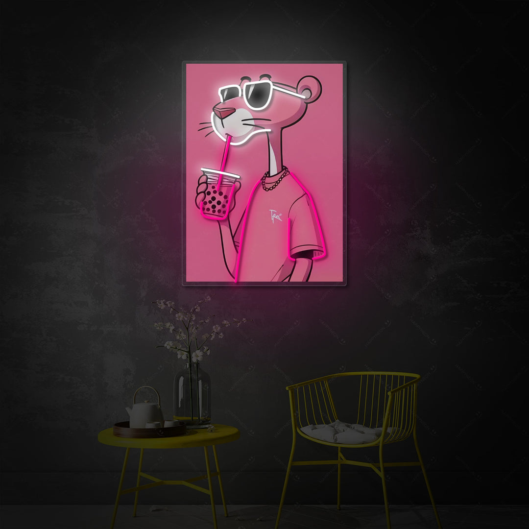 "Cool Panther Boba Vibes" Neonkyltti