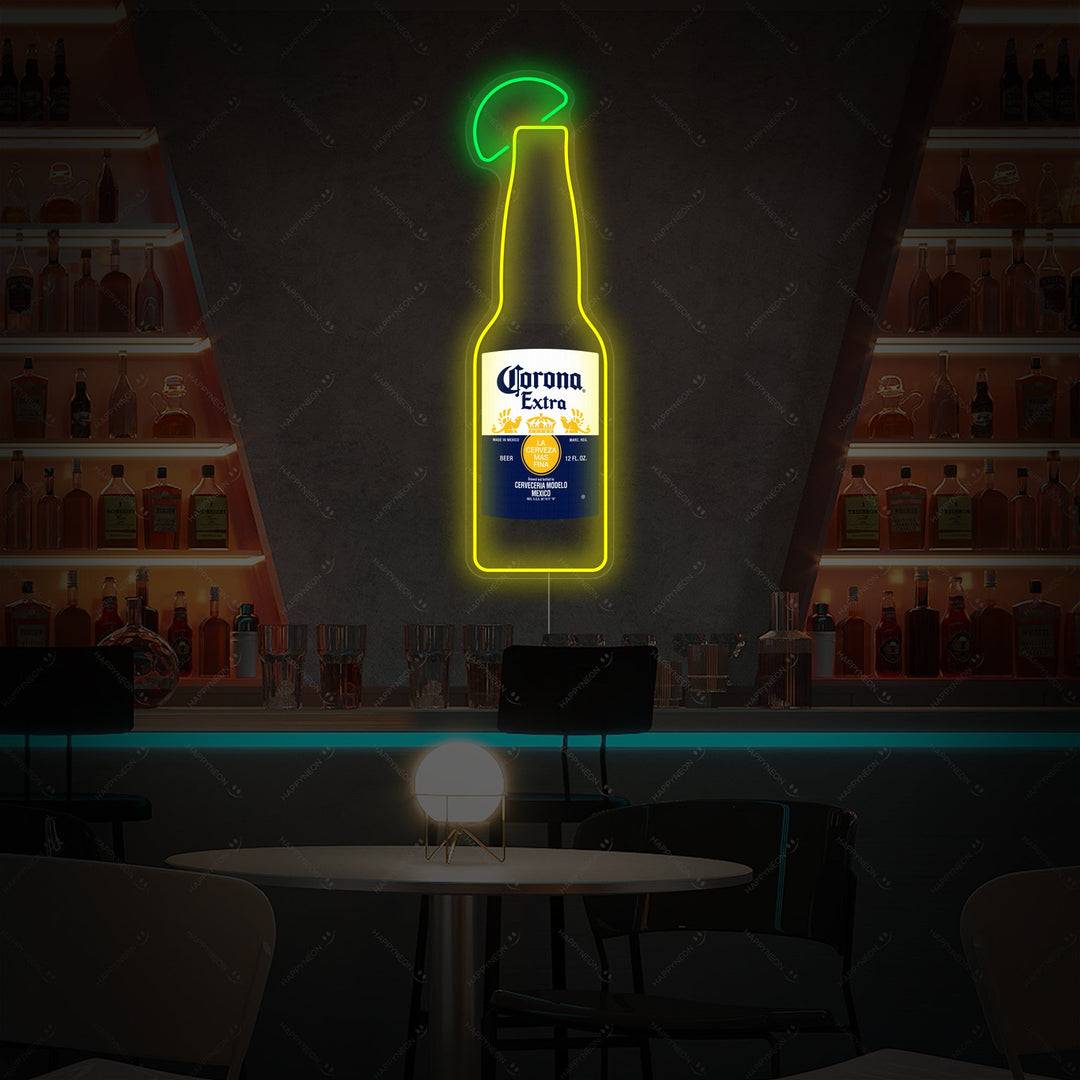"Corona olutpullo" Neonkyltti