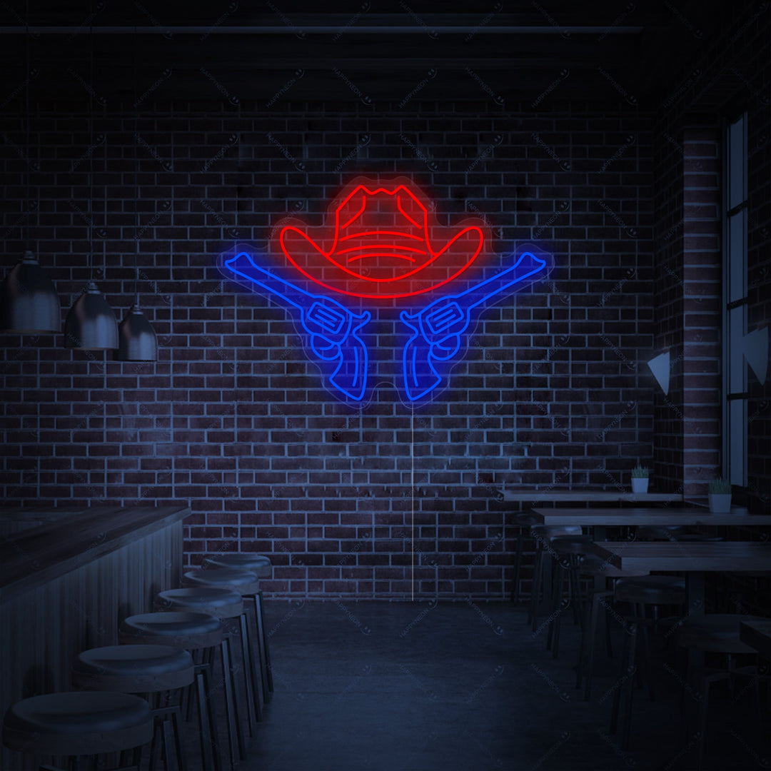 "Cowboy hattu" Neonkyltti