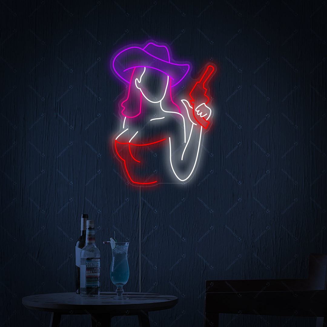 "Cowgirl Gun" Neonkyltti