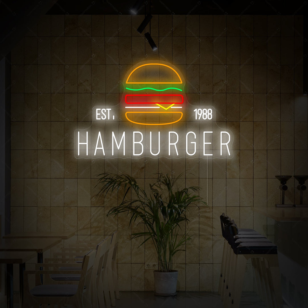 "Mukautettu hampurilaisen logo" Neonkyltti
