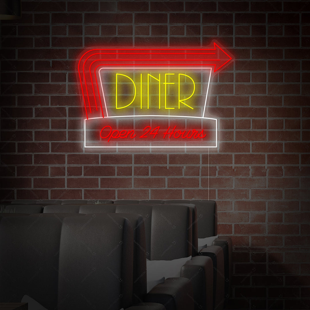 "Diner Open 24 Hours" Neonkyltti