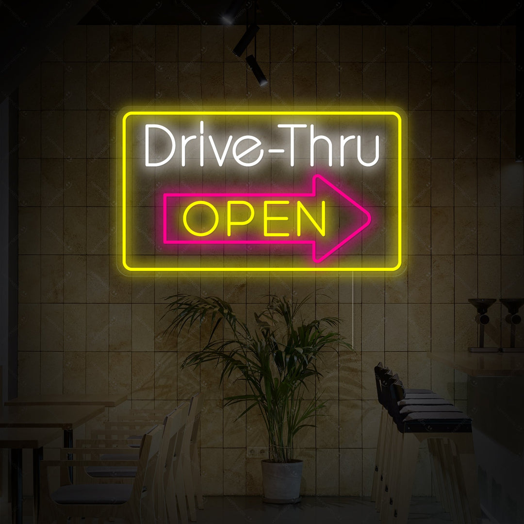 "Drive Thru Open" Neonkyltti