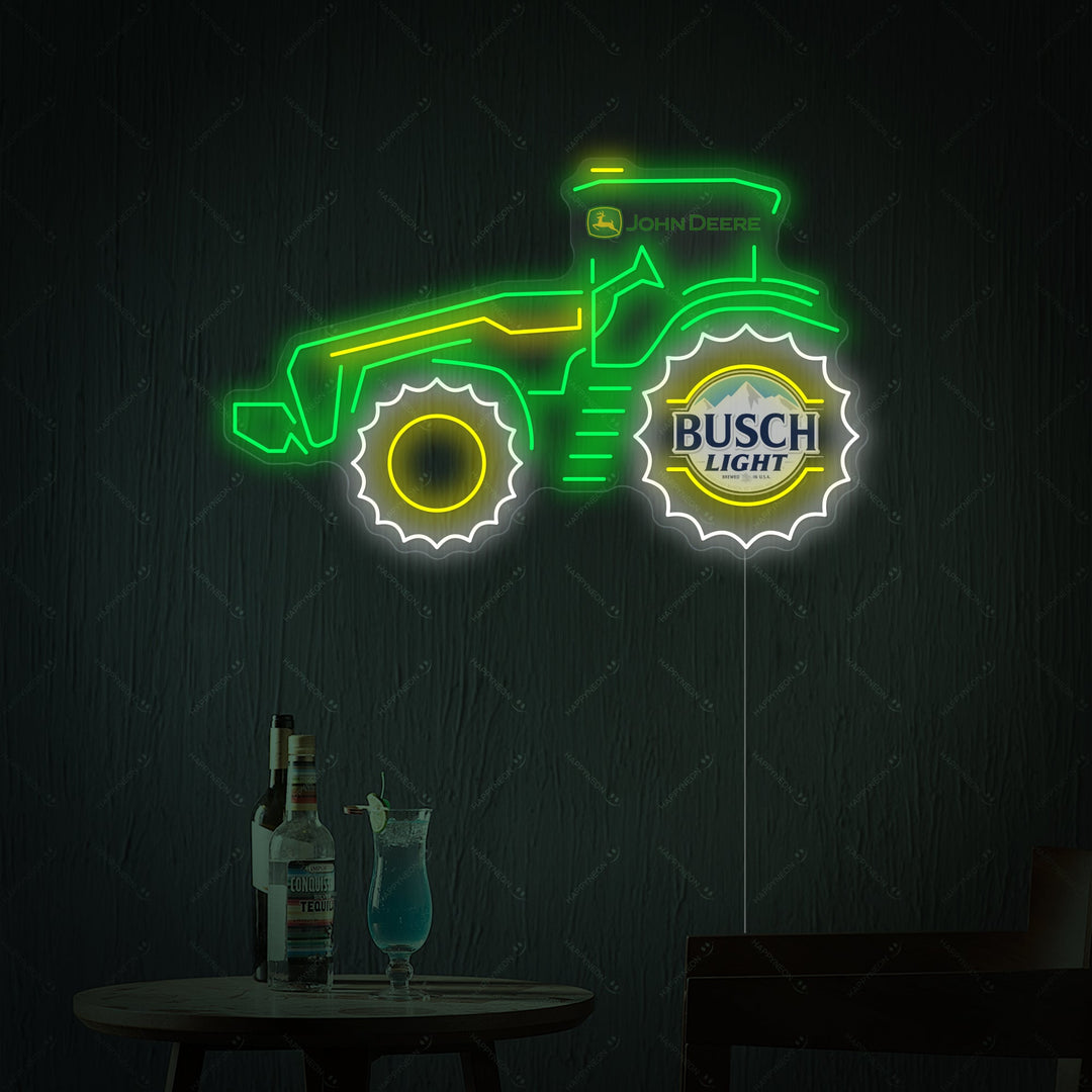 "Maanviljelijä traktori ja olut logo" Neonkyltti