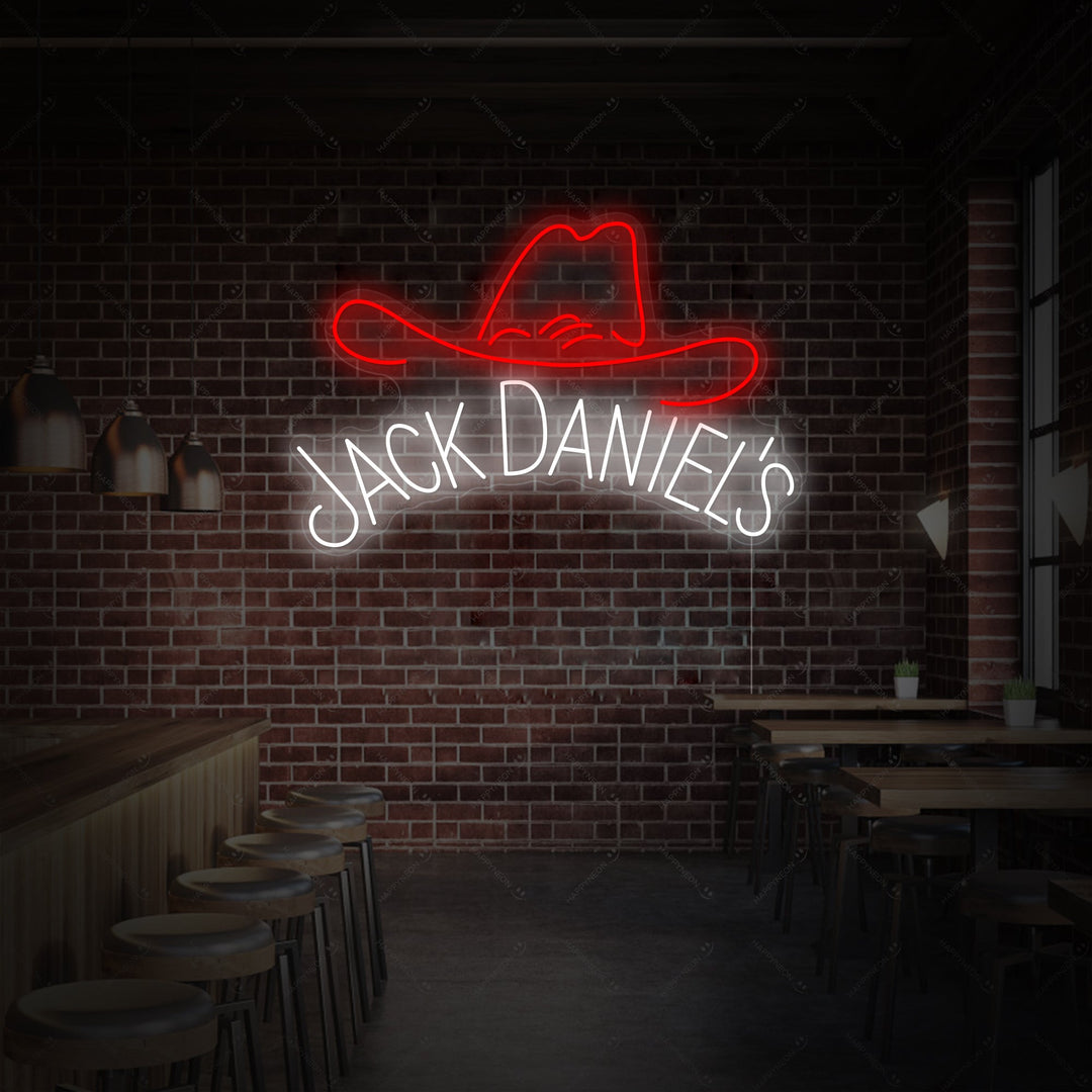 "Jack Whiskey Cowboy hattu" Neonkyltti