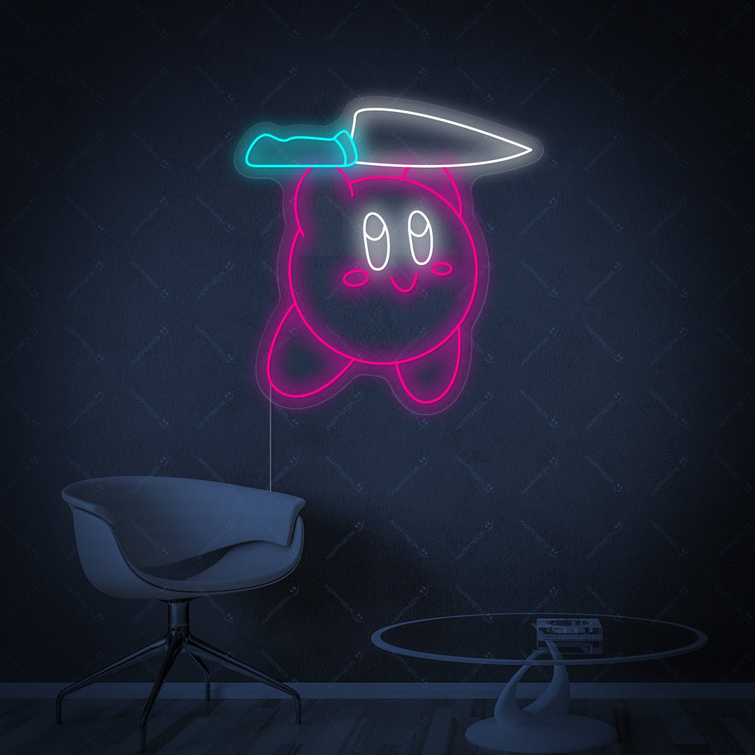 "Kirby veitsellä" Neonkyltti