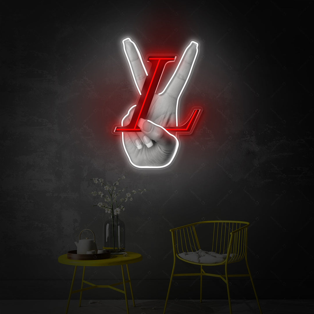 "LV Peace Hand" Neonkyltti