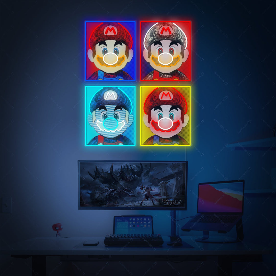 "Mario videopeli Pop Art" Neonkyltti