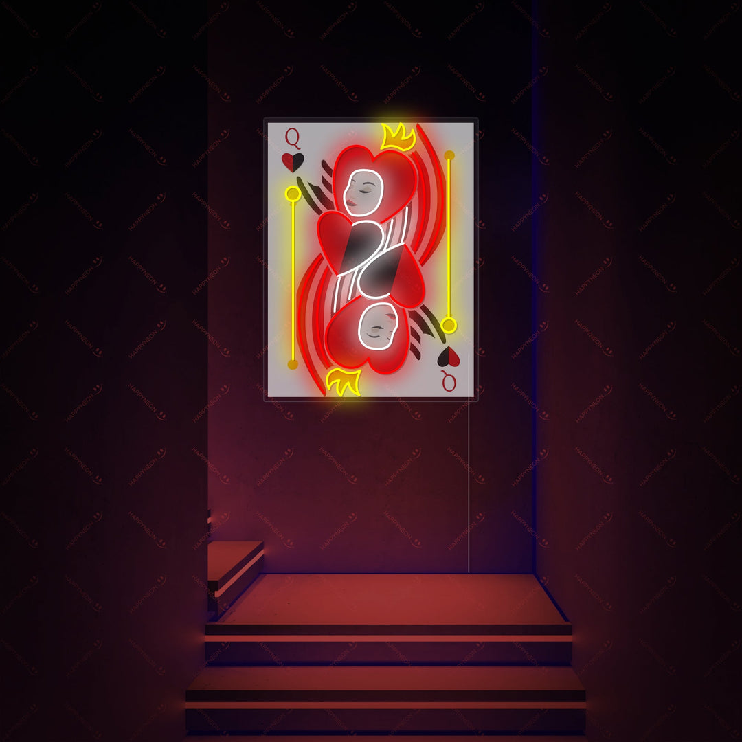 "Queen of Hearts kortti" Neonkyltti