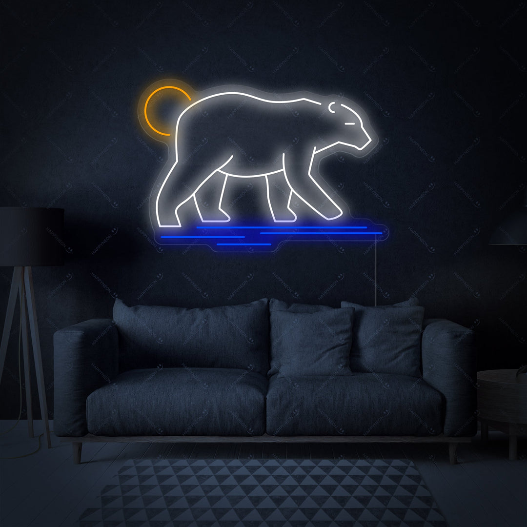 "Kulkeva jääkarhu" Neonkyltti