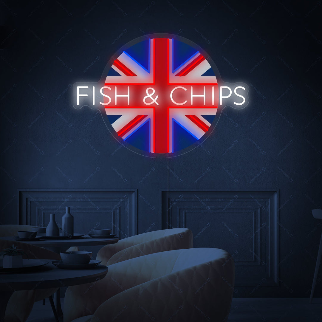 "Uk Fish & Chips" Neonkyltti