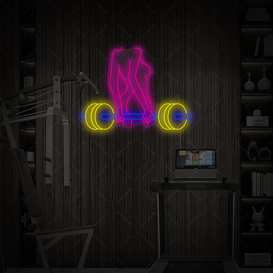 "Nainen Barbell" Neonkyltti