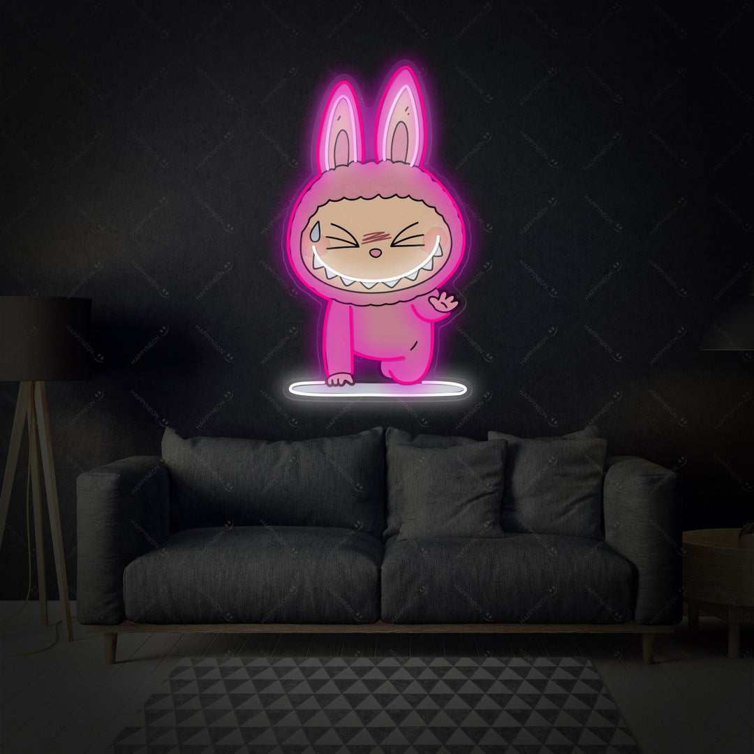"Yoga Monster Labubu" Neonkyltti
