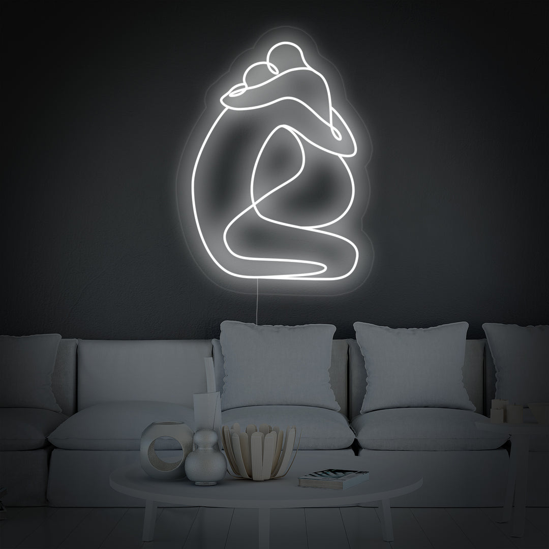 "Abstrakti Rakastavien Syleily" Neonkyltti