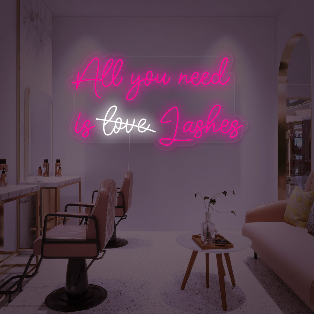 "All You Need Is Lashes Ripsien" Neonkyltti