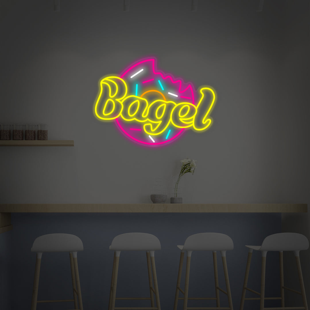 "Bagel Leipomo Kakku Myymälä" Neonkyltti