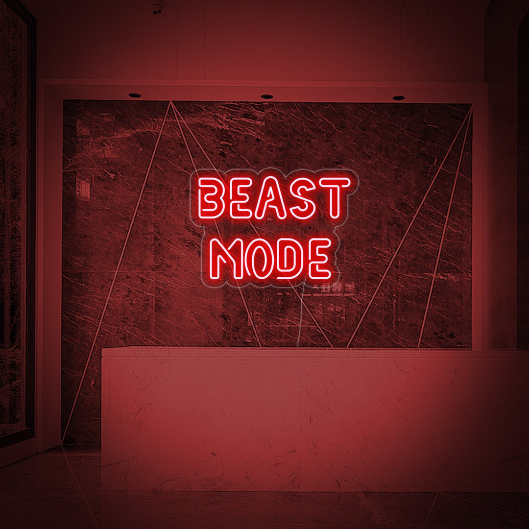 "Beast Mode, Kuntosali Sisustus, Kuntosali Lainauksia, Fitness Lainauksia, Workout Lainauksia" Neonkyltti