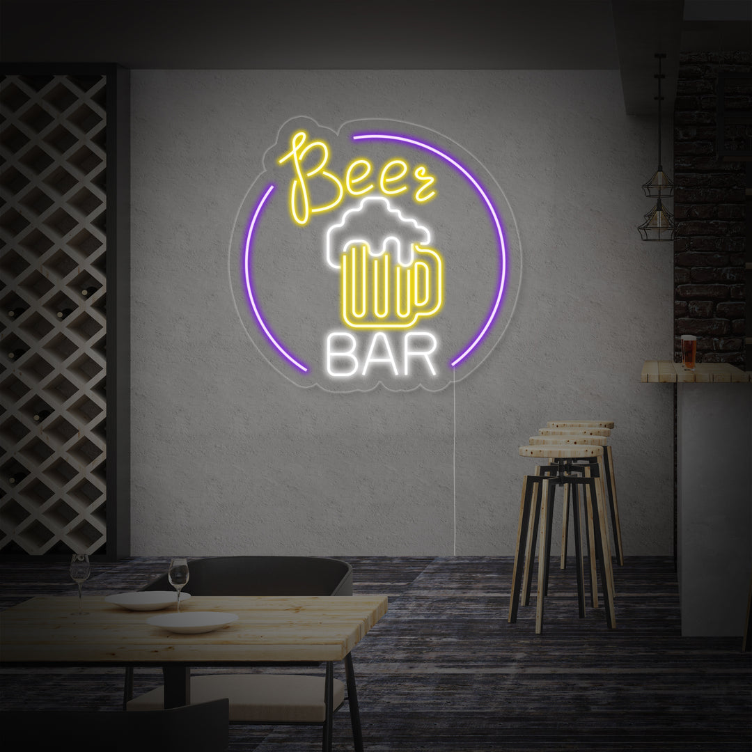 "Beer Bar, Olutmuki, Baari" Neonkyltti