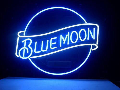 "Blue Moon Lager Olut" Neonkyltti