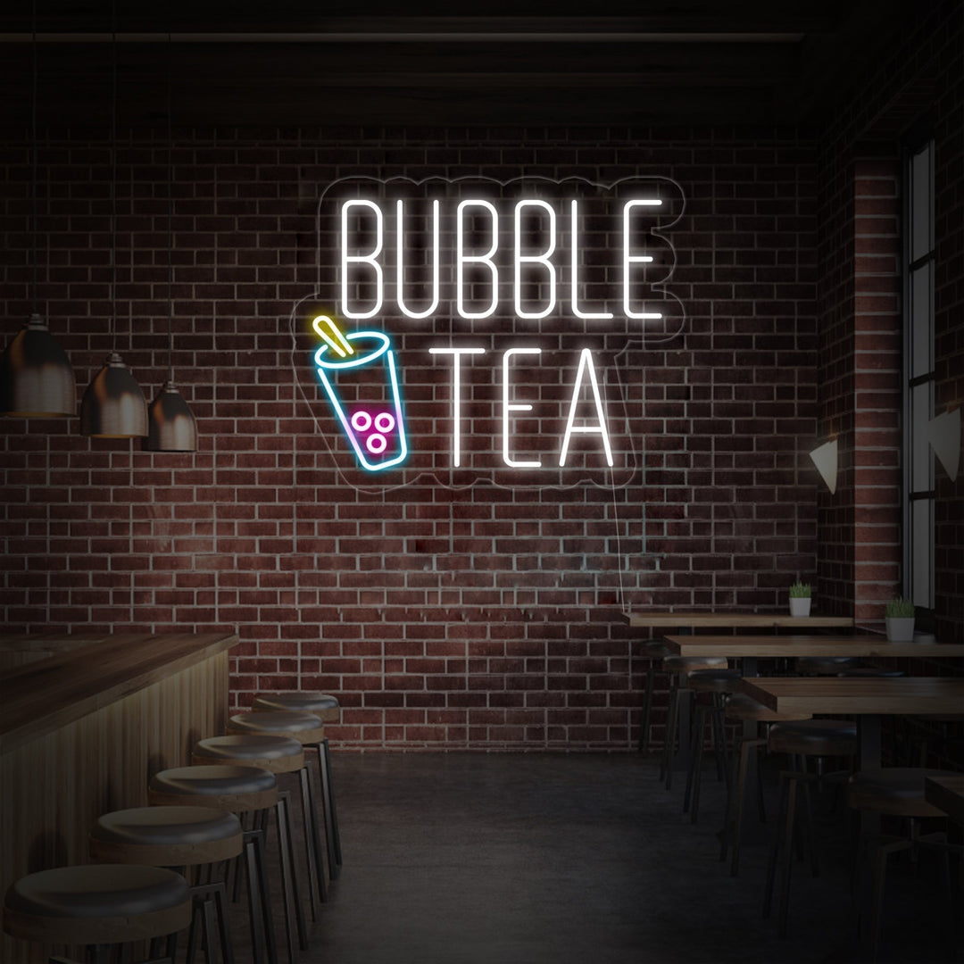 "Kuppi, Bubble Tea" Neonkyltti
