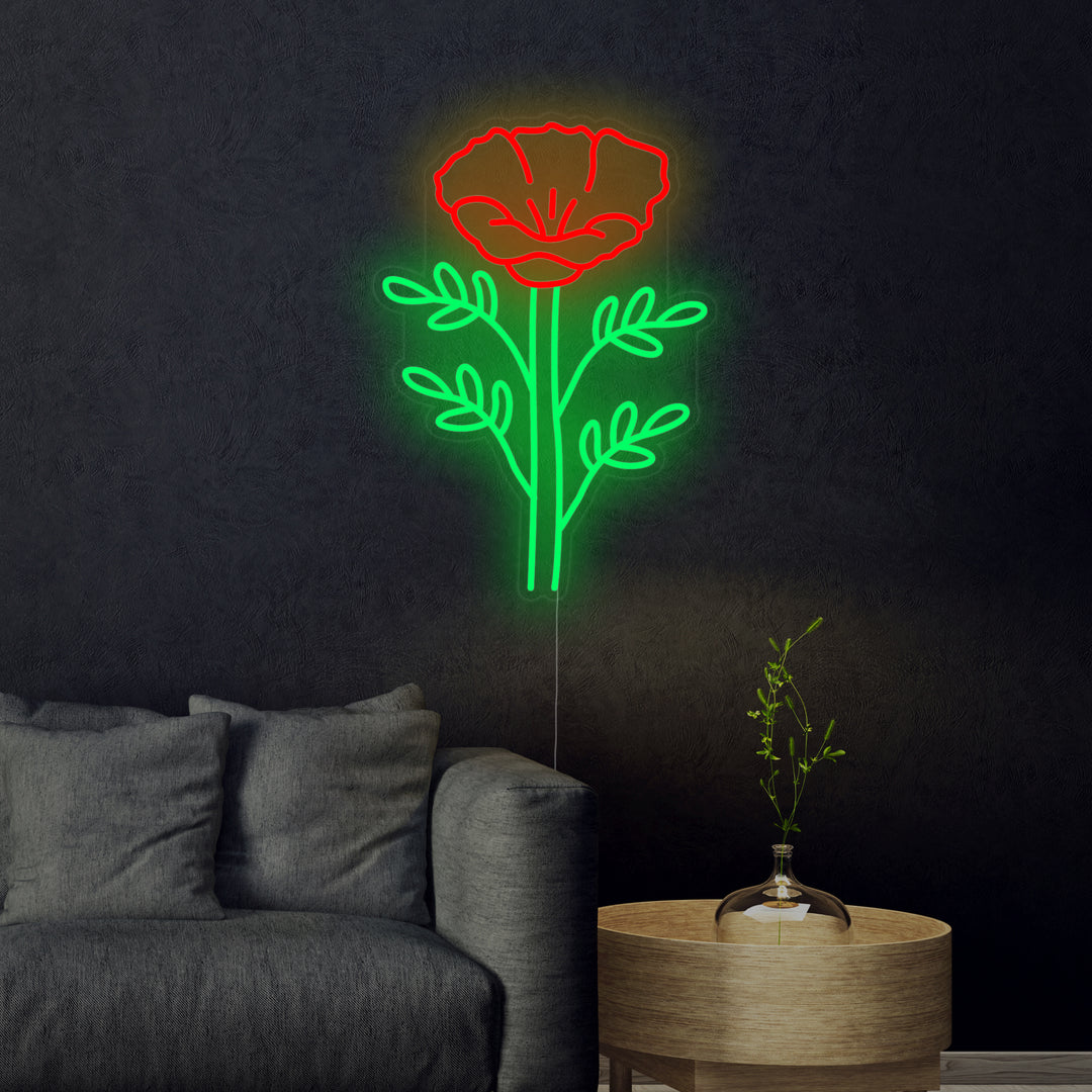 "Kalifornian Unikko Papaver Rhoeas" Neonkyltti