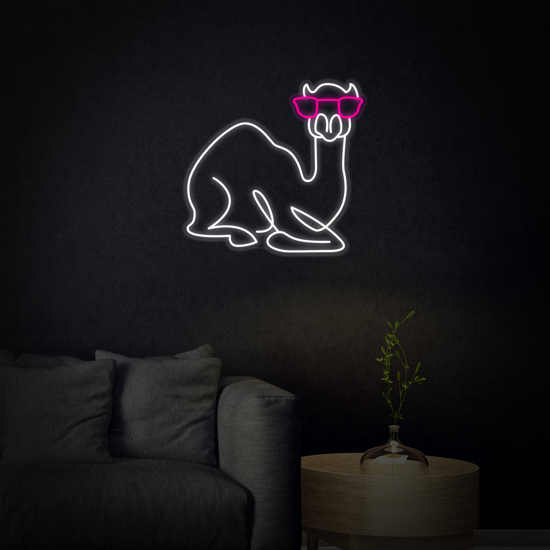 "Kameli Lasit" Neonkyltti