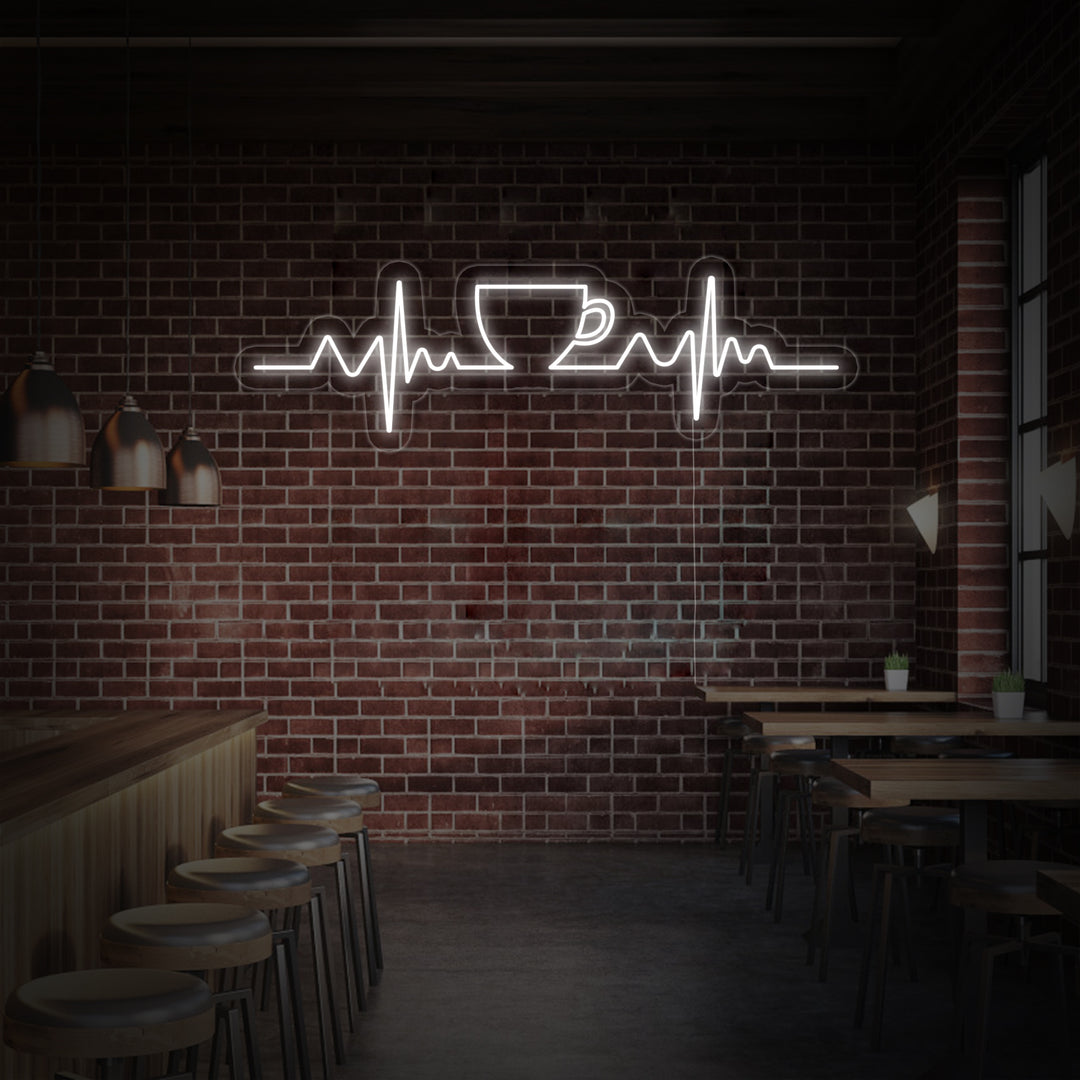 "Kahvi Sydämen Syke" Neonkyltti