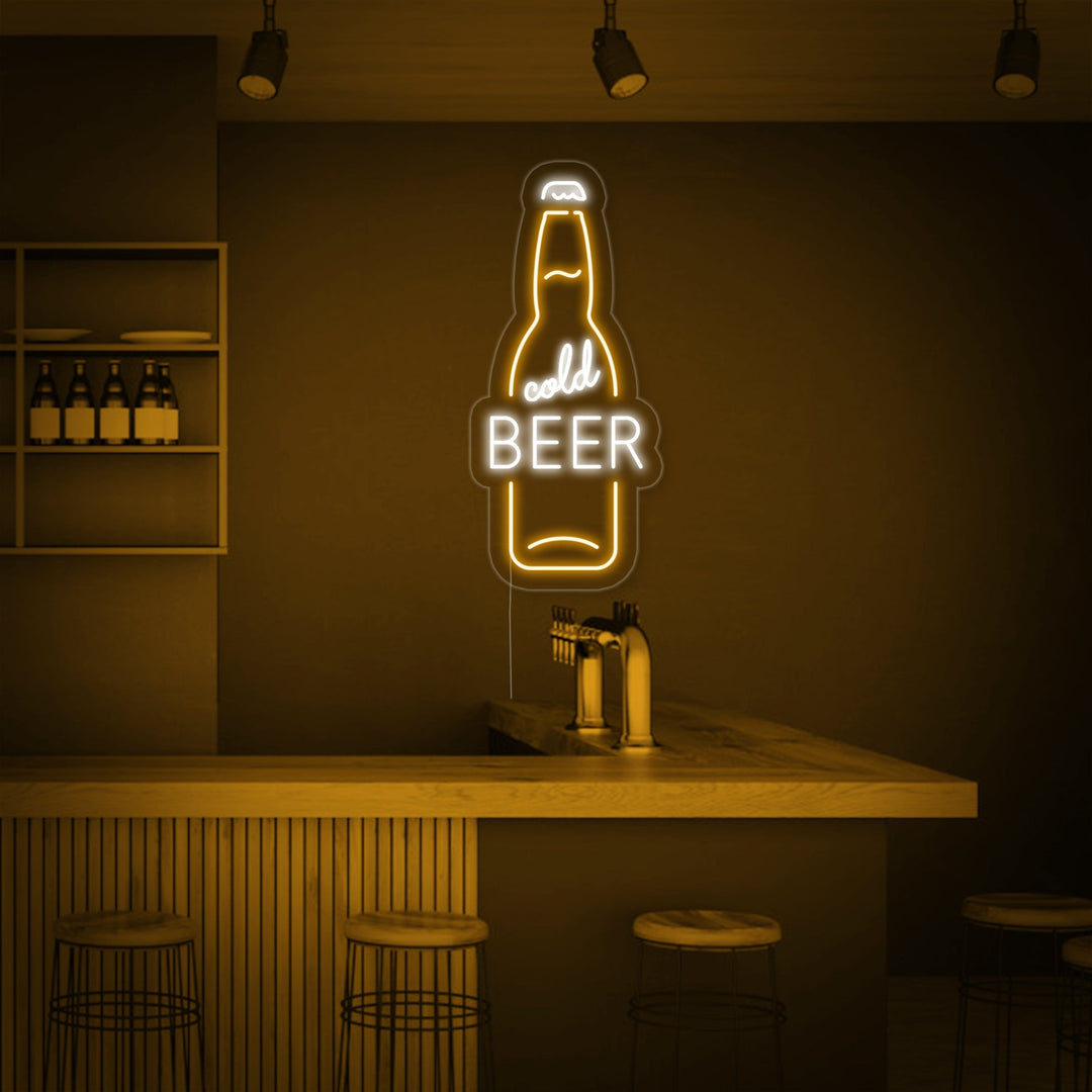"Cold Beer Olutpullo Baari" Neonkyltti