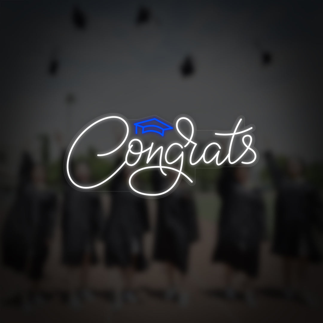 "Congrats Onnittelut Valmistumisesta" Neonkyltti