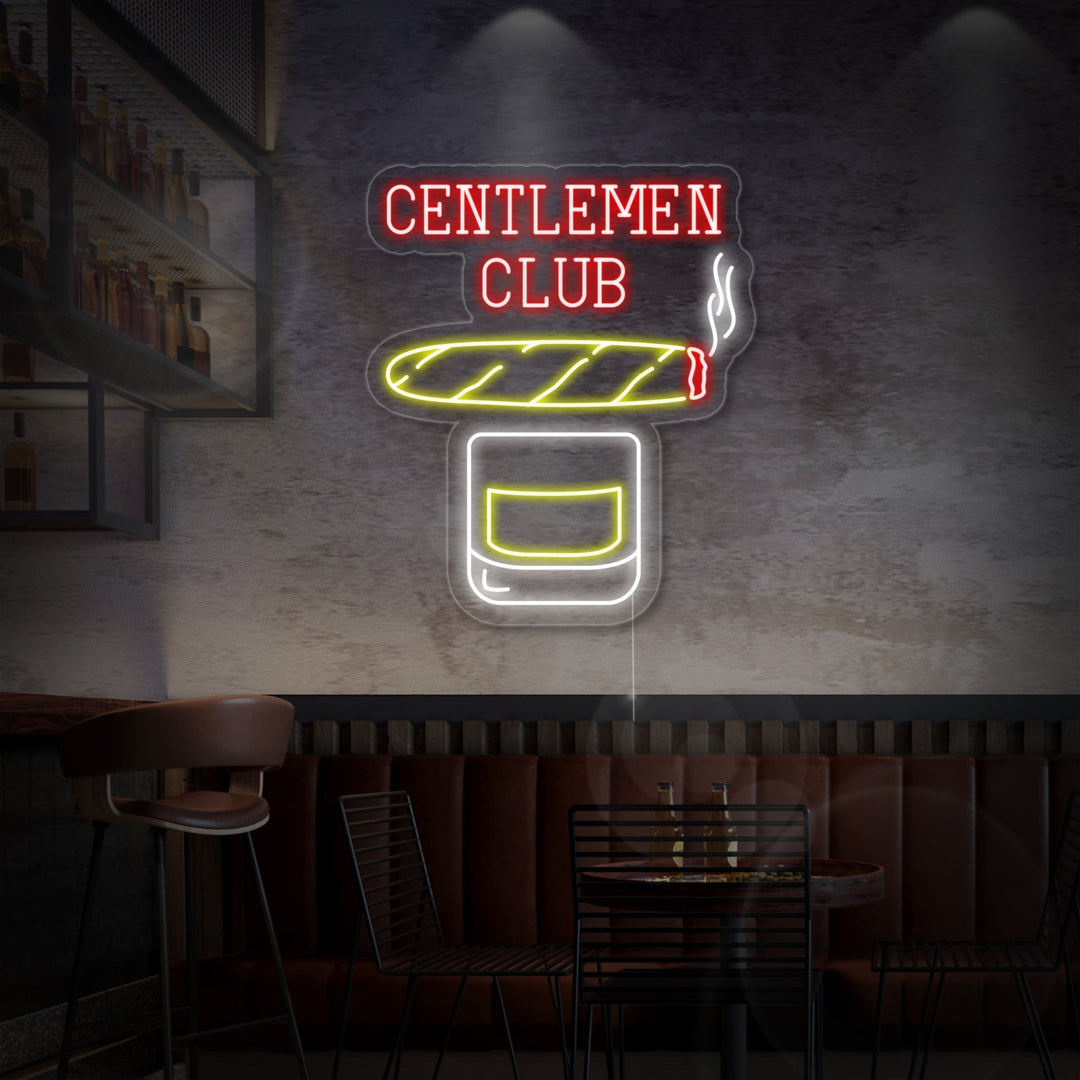 "Gentlemen Club Viski Sikari" Neonkyltti
