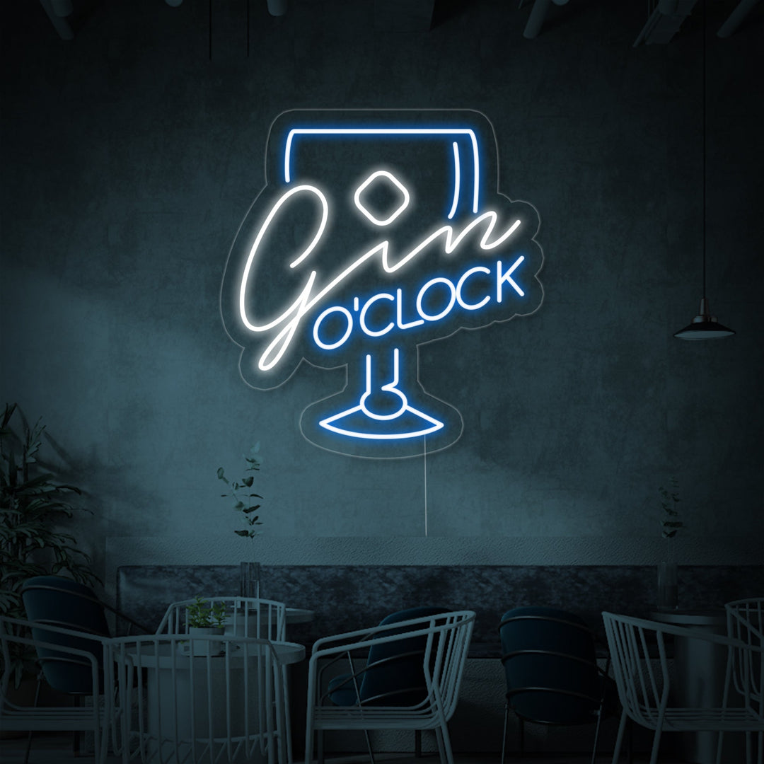 "Gin Oclock Lasi" Neonkyltti