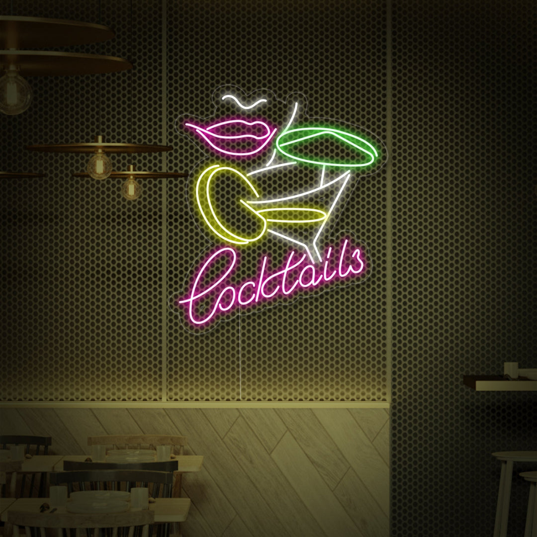 "Gin Tonic Cocktail Nainen Baari" Neonkyltti