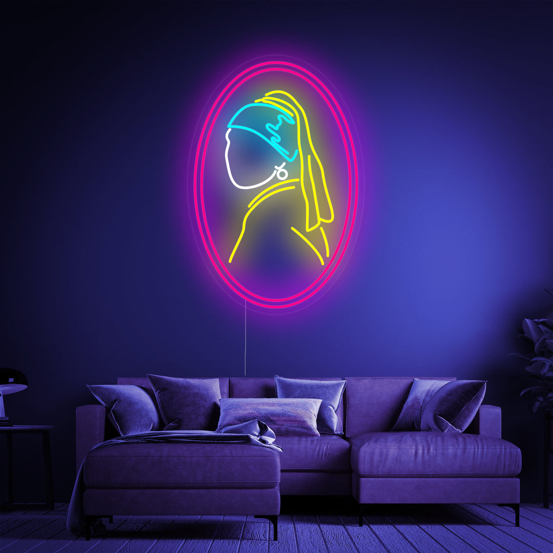 "Tyttö Helmi Vermeerin Kanssa" Neonkyltti