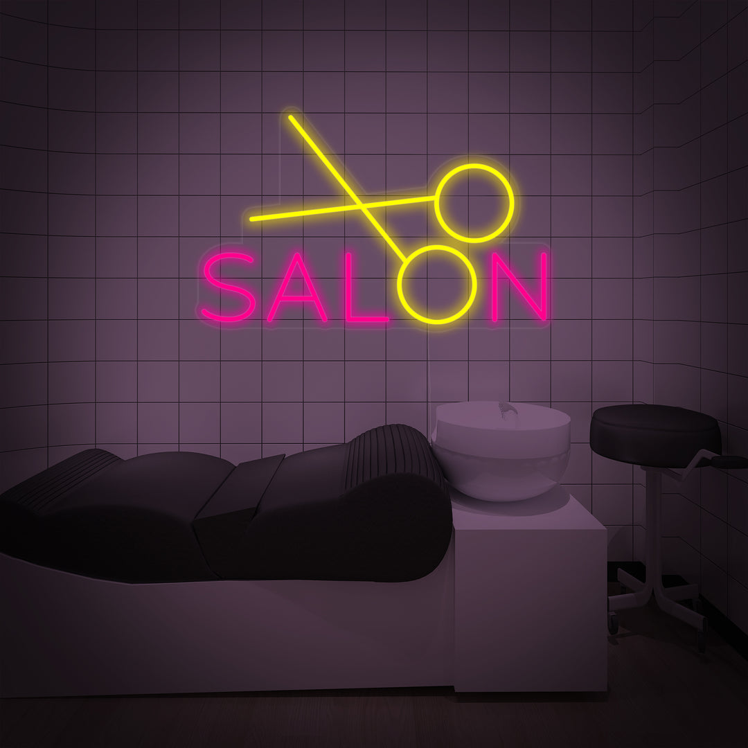 "salon, Hiusstudio, Sakset" Neonkyltti