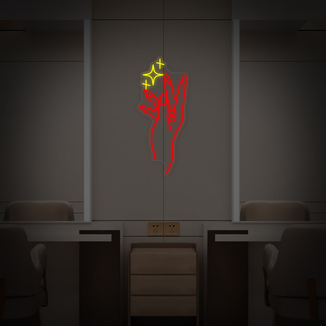 "Käsi Kynsien Manikyyri Myymälä" Neonkyltti