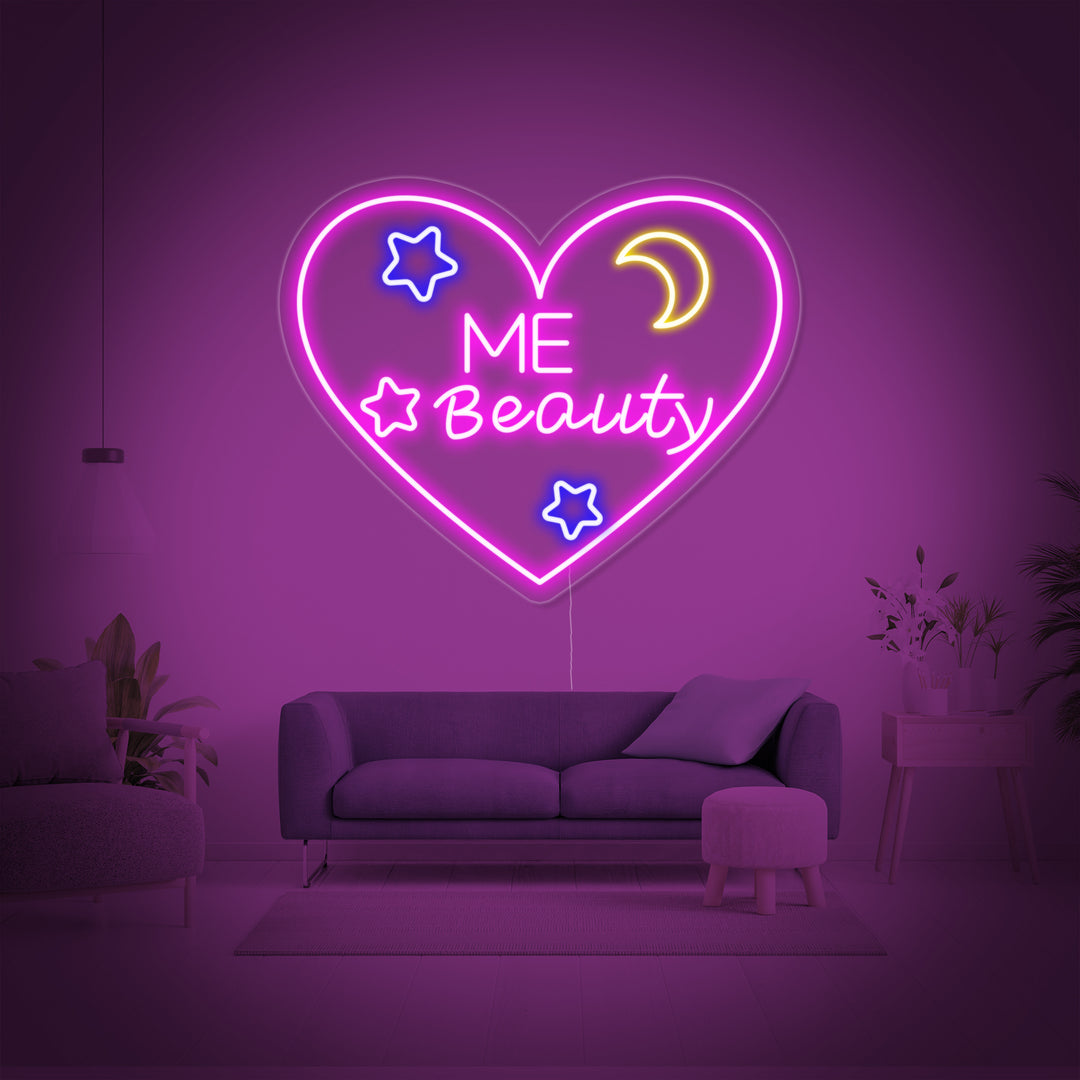 "Sydän, Rakkaus, Me Beauty" Neonkyltti