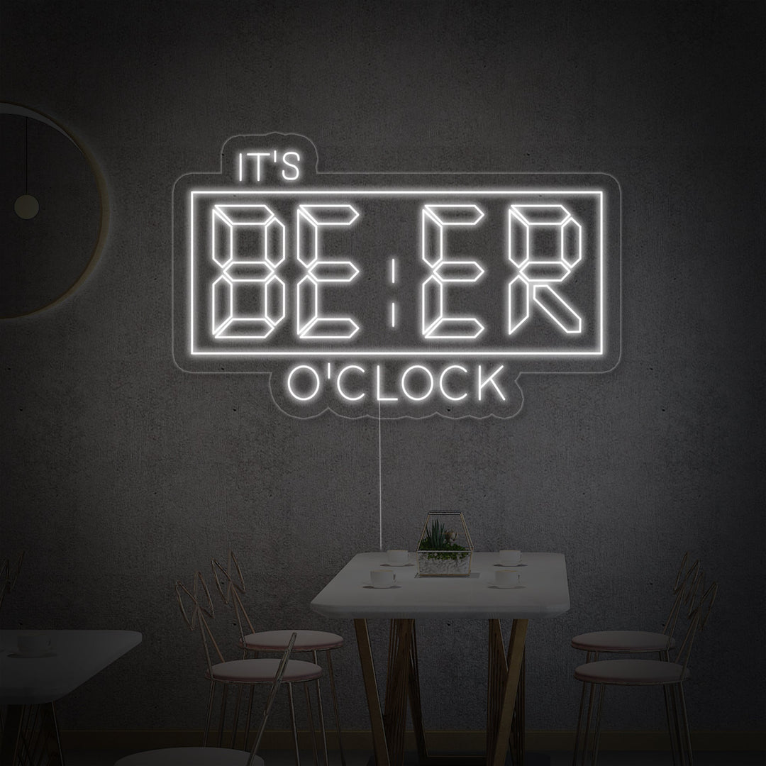 "Its Beer Oclock Baari" Neonkyltti