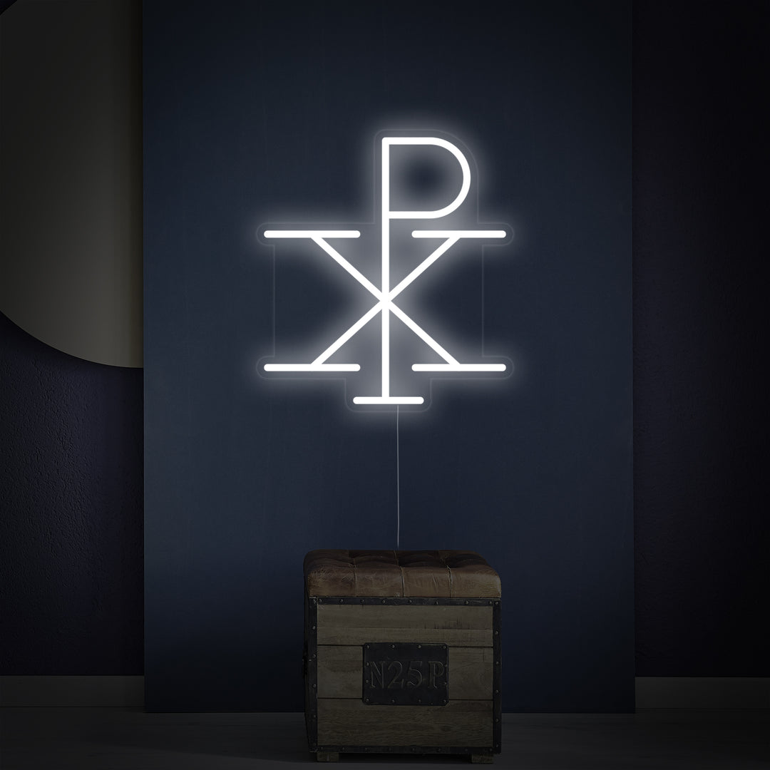 "Jesus Monogrammi Kristuksen Chi Rho" Neonkyltti
