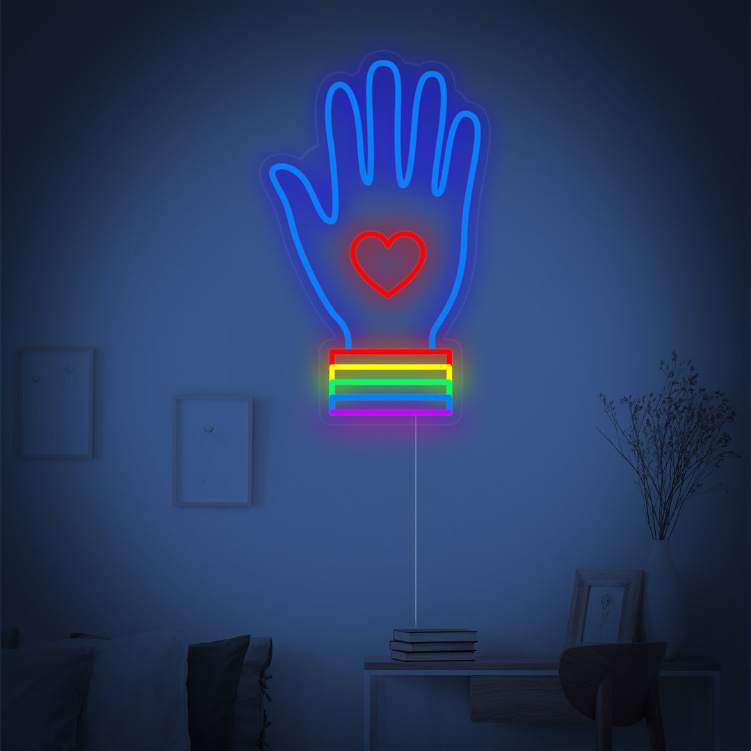"Sateenkaarilippu Lgbt-Ylpeys Ainutlaatuinen, Käsi" Neonkyltti