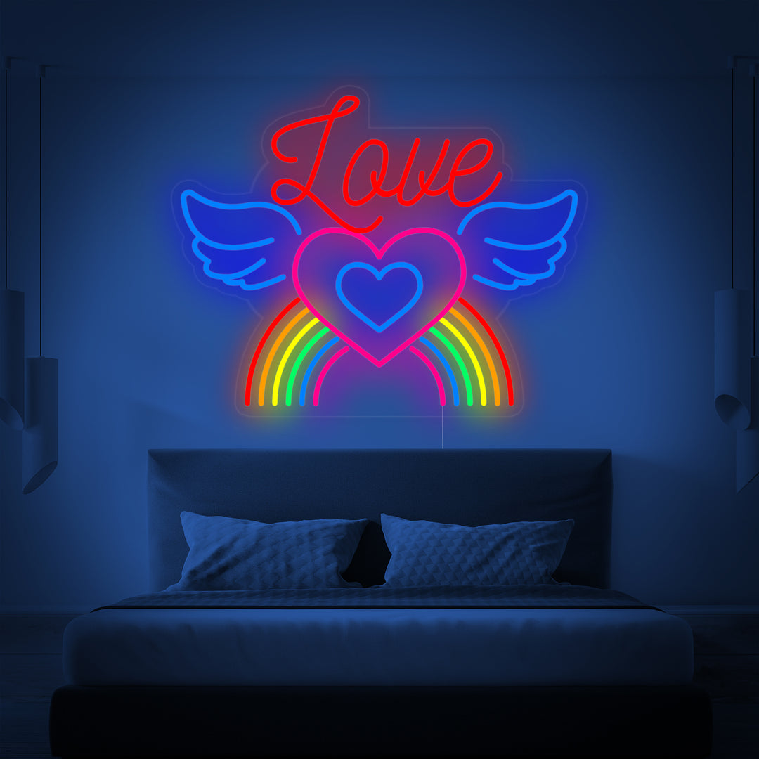 "LGBT LOVE, Sateenkaari, Siivet" Neonkyltti