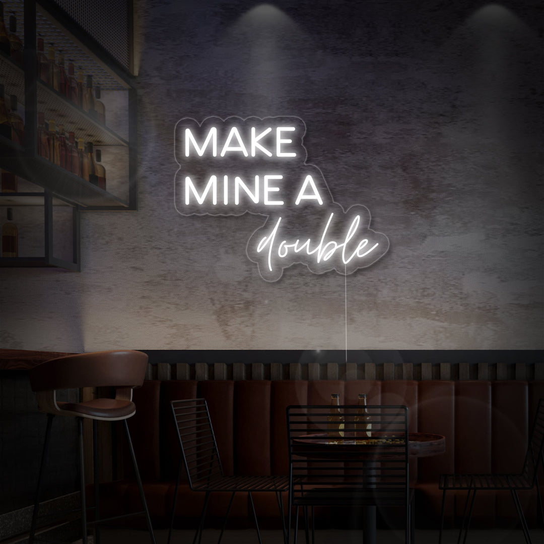 "Make Mine A Double Olutbaari" Neonkyltti