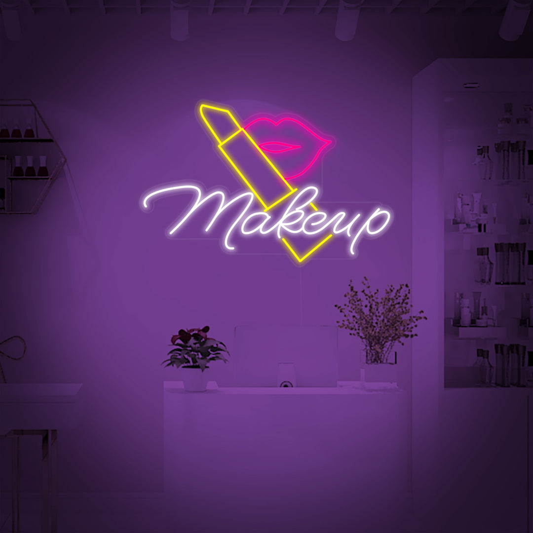 "Make up, Huulipuna" Neonkyltti