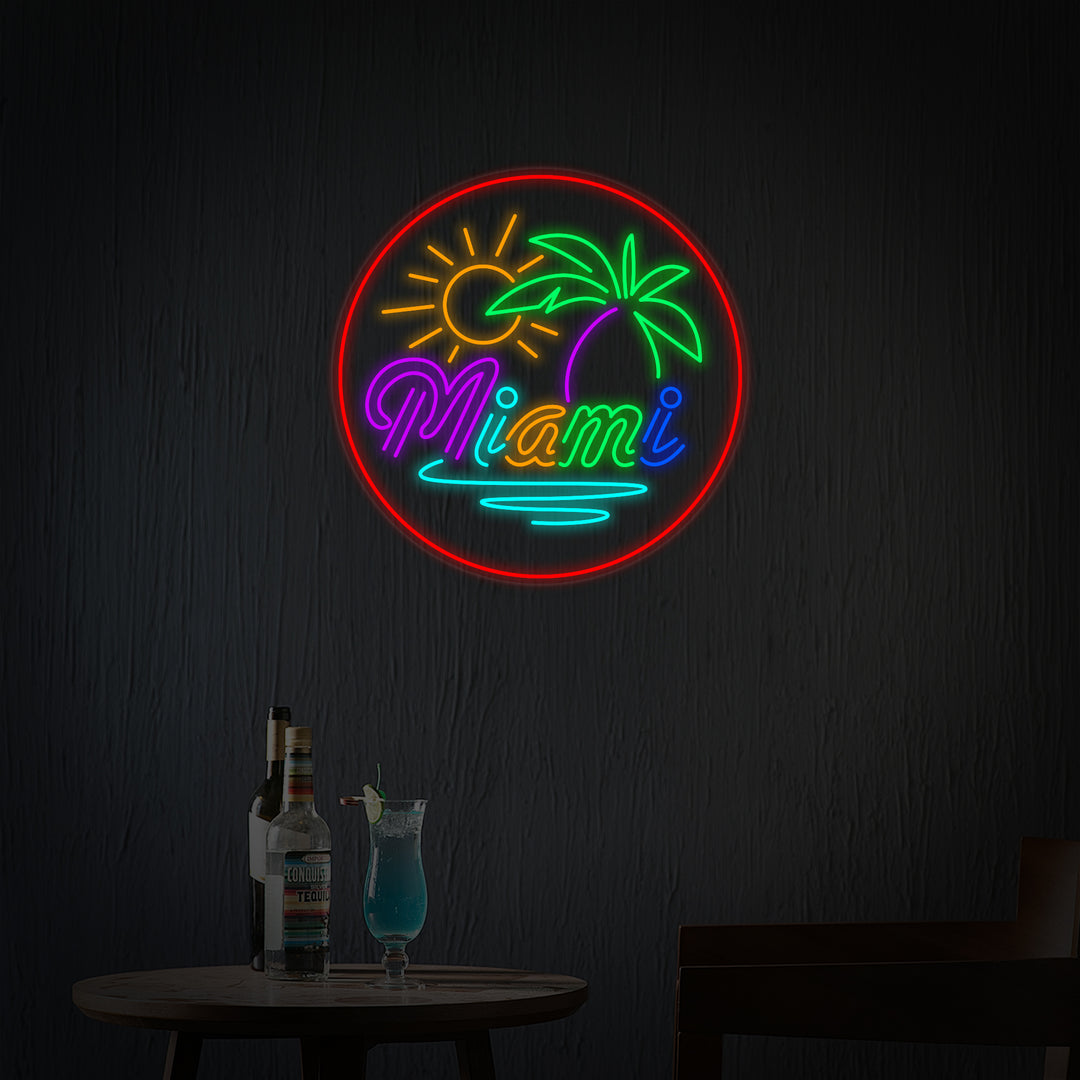 "Miami Florida Rantabaari" Neonkyltti