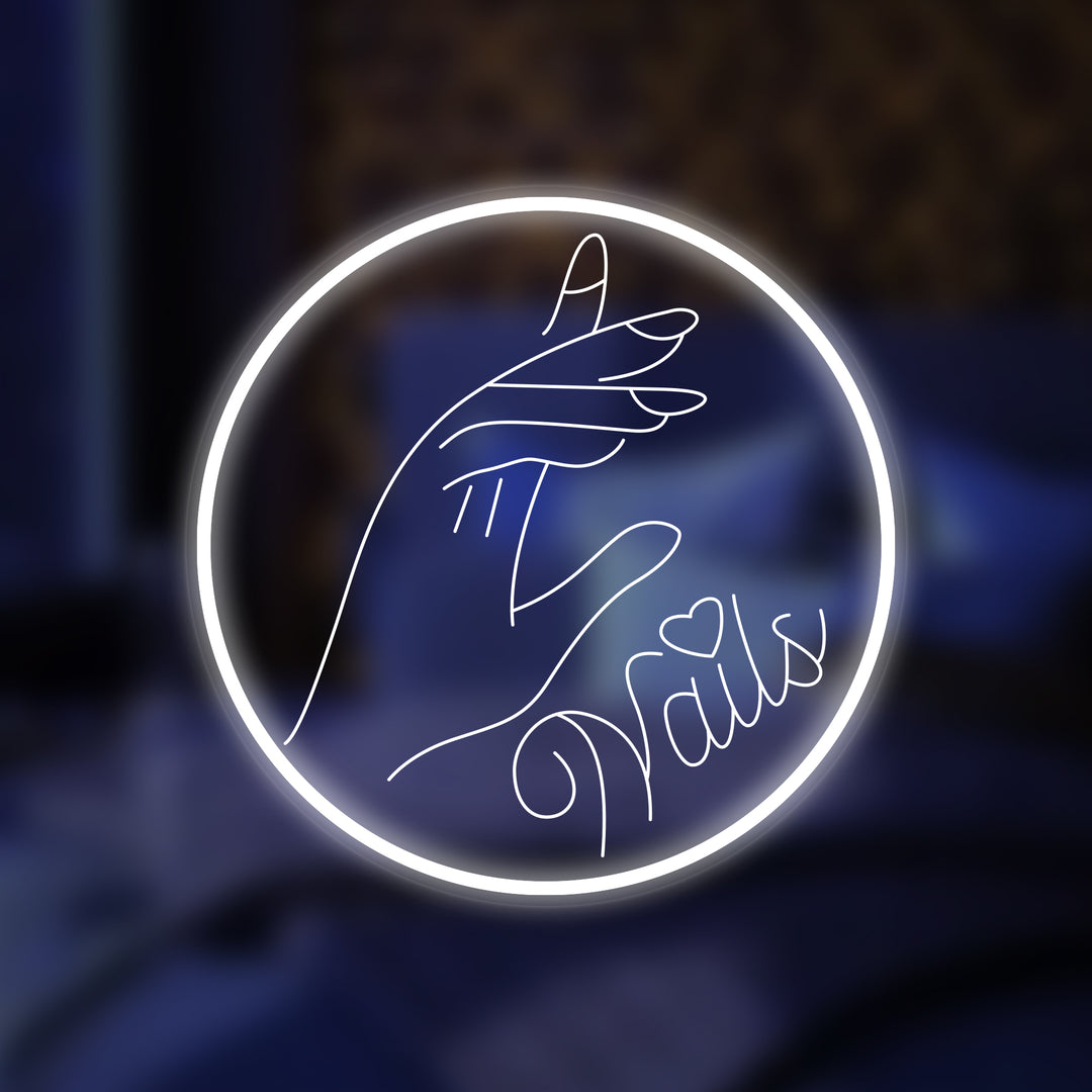 "Nails, 3D Kaiverrus, käsi" Mini Neonkyltti