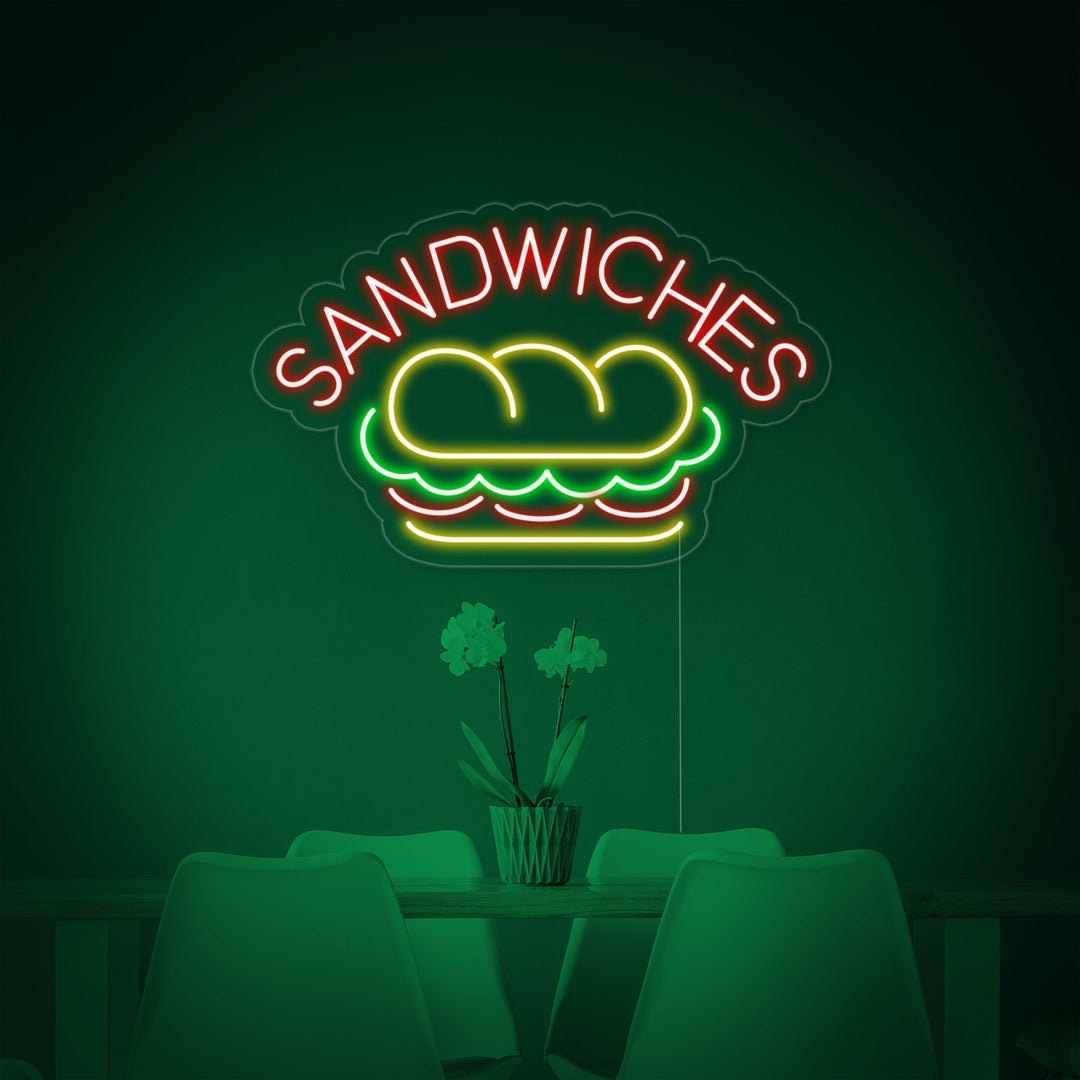 "SANDWICHES, Ruoka" Neonkyltti